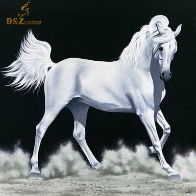 white arabian horse statue