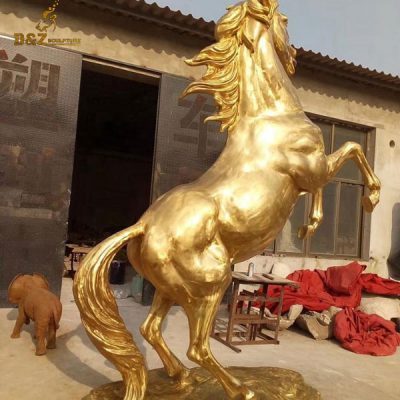 rearing bronze horse statue