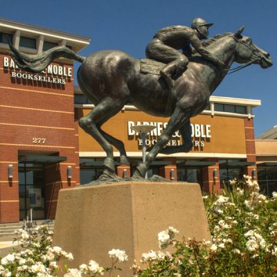 brass racing horse sculpture