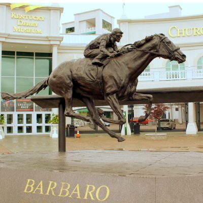 bronze racing horse statue