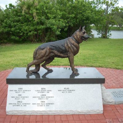 bronze police dog statue