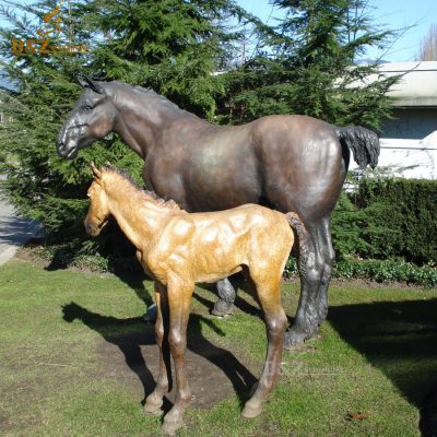 Factory wholesale best price brass mother and baby horse statue for sale