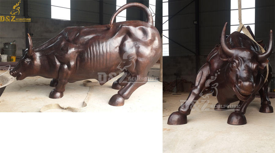 Custom made large outdoor casting bronze wall street bull statue for sale