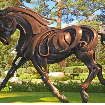 Custom made life size painted horse sculptures
