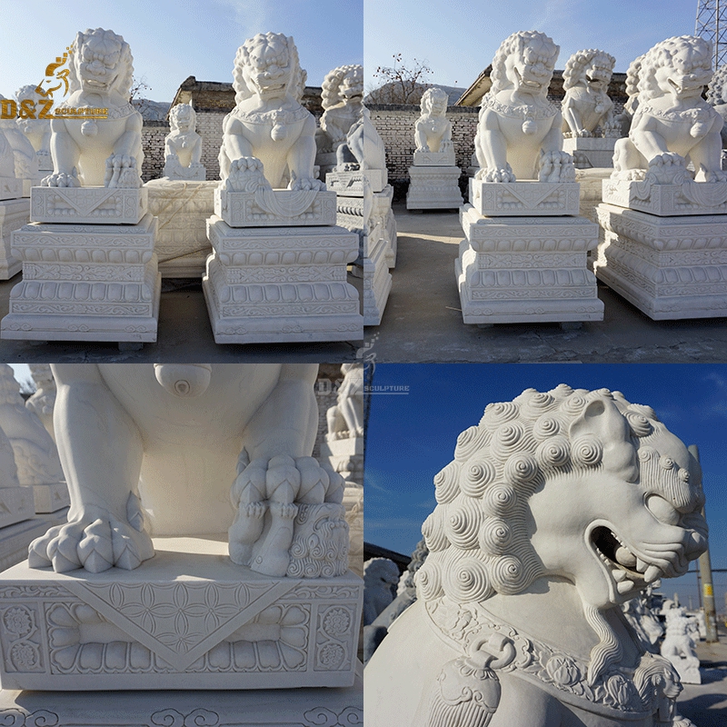 Hot sale best quality ornaments outdoor marble foo dog statues