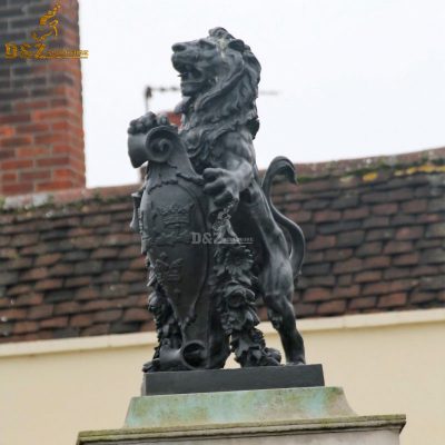 Cast metal standing lion statue for garden sale