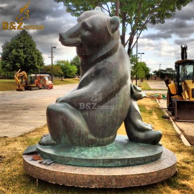 factory handmade high quality life size metal brass bronze bear statue sculpture for garden decoration