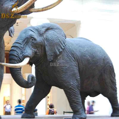 Bronze Casting Life Size Elephant Lifting Trunk Pair Statue Large Copper Garden Sculpture