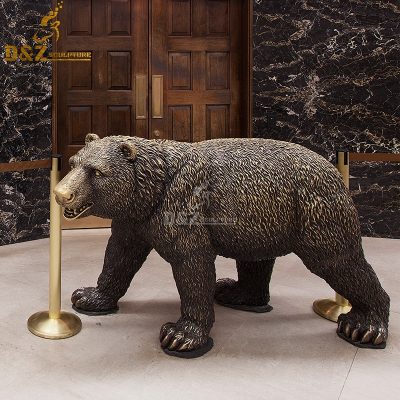factory handmade high quality life size metal brass bronze bear statue sculpture for garden decor