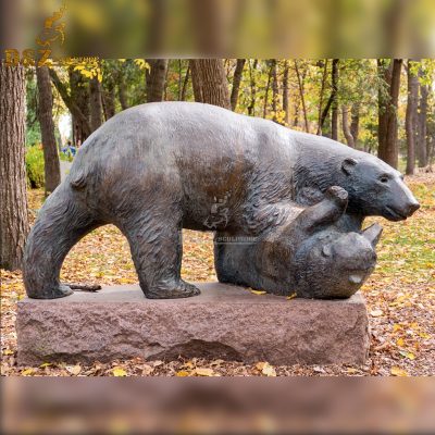 Outdoor Large Giant Black Brass Copper Animals Statue Bronze Grizzly Bear Sculpture
