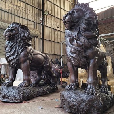 Amazing factory custom large size bronze pair of lion statue DZL-D580