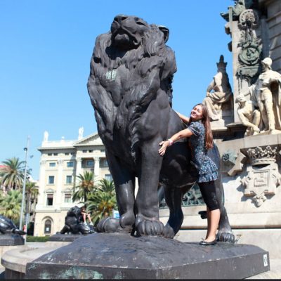 Famous giant outdoor plaza decor hand made lion brass sculpture DZL-D585