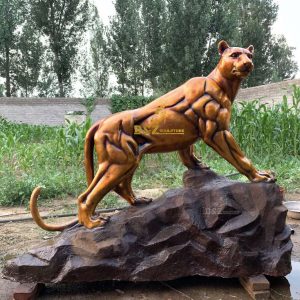 Famous large size casting bronze Chinese factory custom made vivid cheetah sculpture