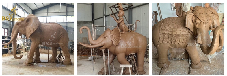 Hand made custom real size bronze casting elephant sculpture for sale