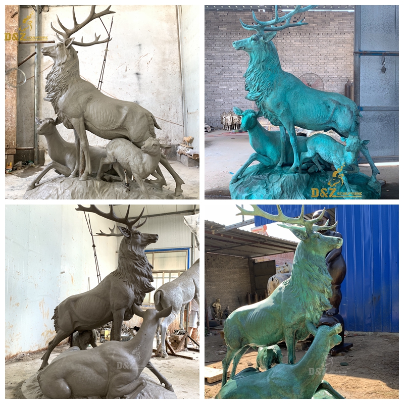 Large size best quality outdoor garden school decor amazing artwork herd of deer sculpture for sale