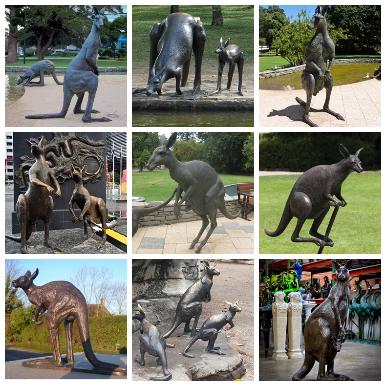 Hand made best quality height 2m bronze casting metal kangaroo sculpture for garden decor