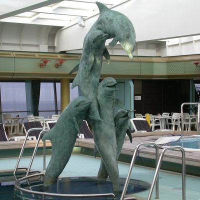 Swimming pool decoration Chinese factory custom metal large outdoor dolphin statues DZD-D665