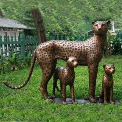 A group wild animal leopard statues for garden metal decoration DZP-D673