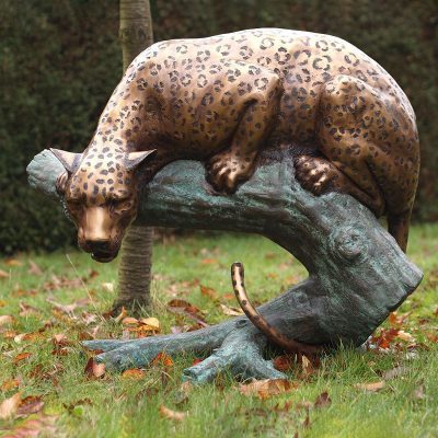 Sitting animal design life size brass casting hand made leopard statue decor DZP-D671