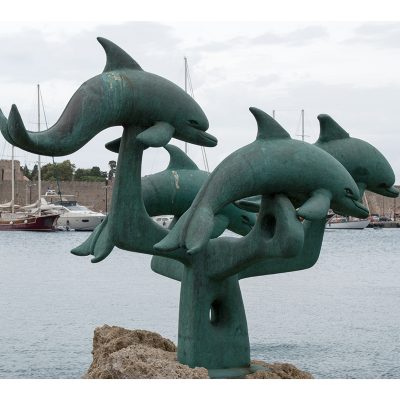 Hot urban design lovely factory hand made bronze dolphins sculpture DZD-D685